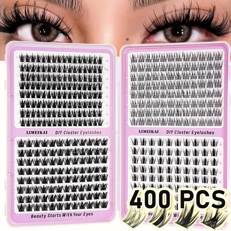 400 Clusters Faux Mink Anime Lash Clusters, 8-16mm Mixed Length Ultra Soft Lightweight Reusable Lashes