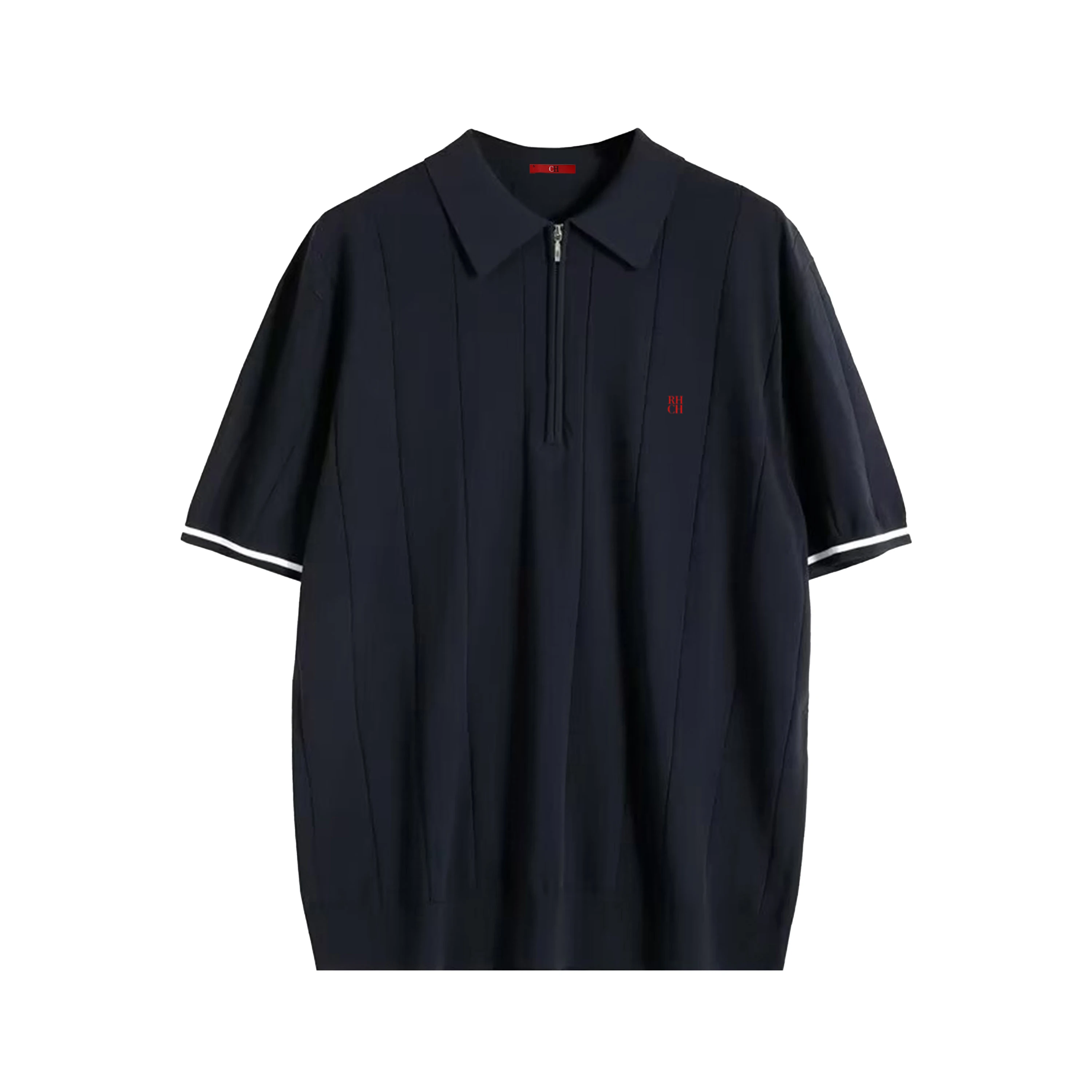 RHCH Men Half Zip Collar Short Sleeve Polo Shirt Bold RHCH Mini Red Embroidery Left Chest Old Money Golf Office Daily Wear view 6