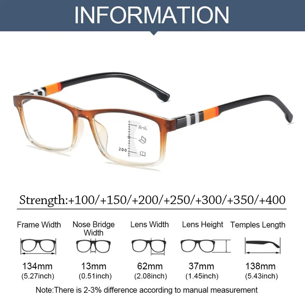 Multifokale Anti-Blaulicht-Lesebrille Progressive Near Far Blue Ray Blocking Square Brillen Augenschutz Ultralight – Detail 11