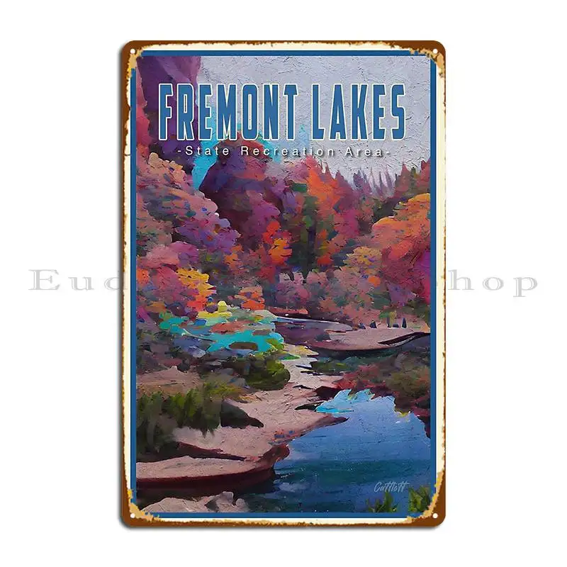 State Recreation Husker Fall Midwest Fremont Lakes Nebraska Metal Sign Party Plates Kitchen Design Designing Tin Sign Poster