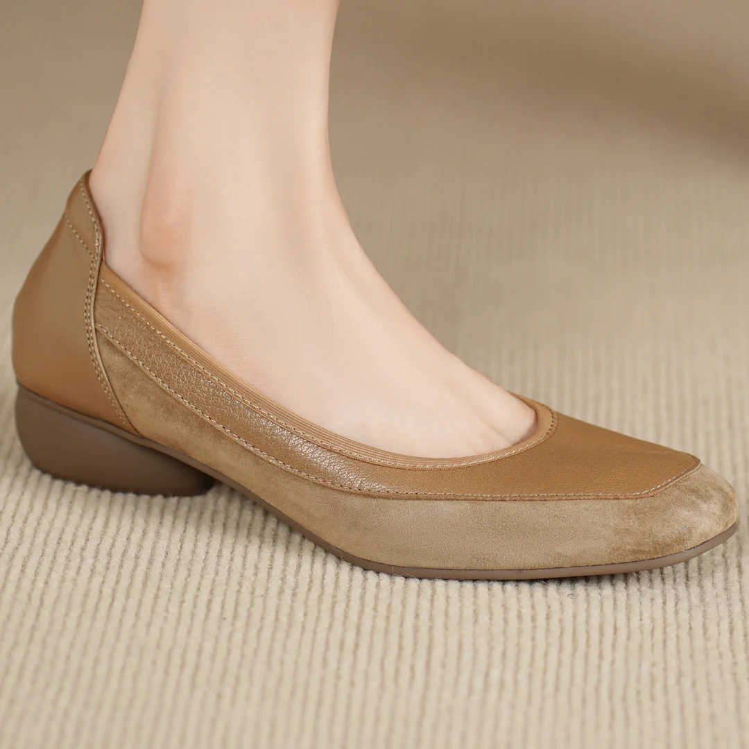 

Женские слипоны из овчины в стиле пэчворк с квадратным носком на плоской подошве толщиной 3 см, на низком каблуке, качественная мягкая удобная повседневная женская повседневная обувь высокого качества