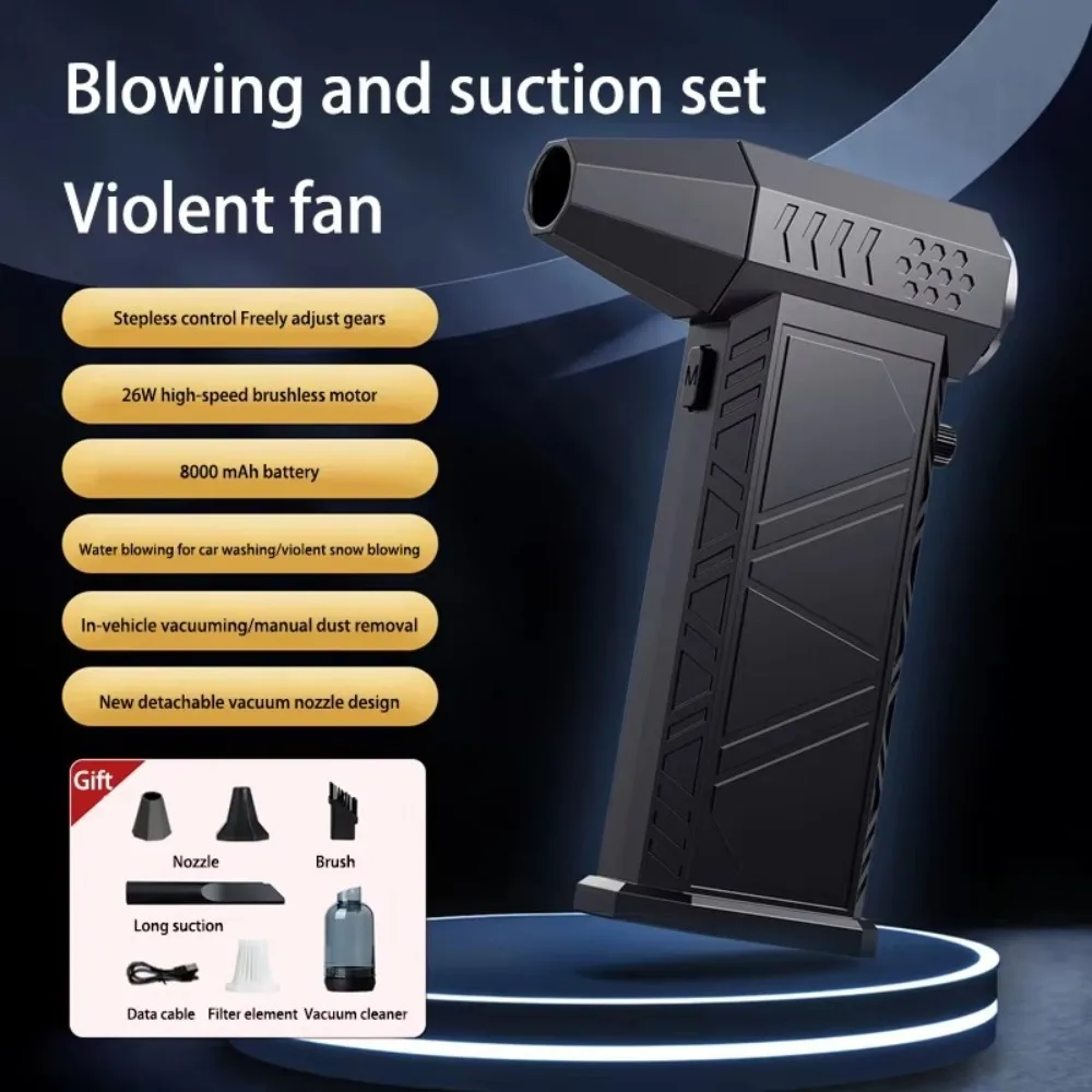

Easy to Use 300000RPM Fan Type-C Charging Strong Winds Violent Fan Adjustable Speeds 58m/s Brushless Air Blower