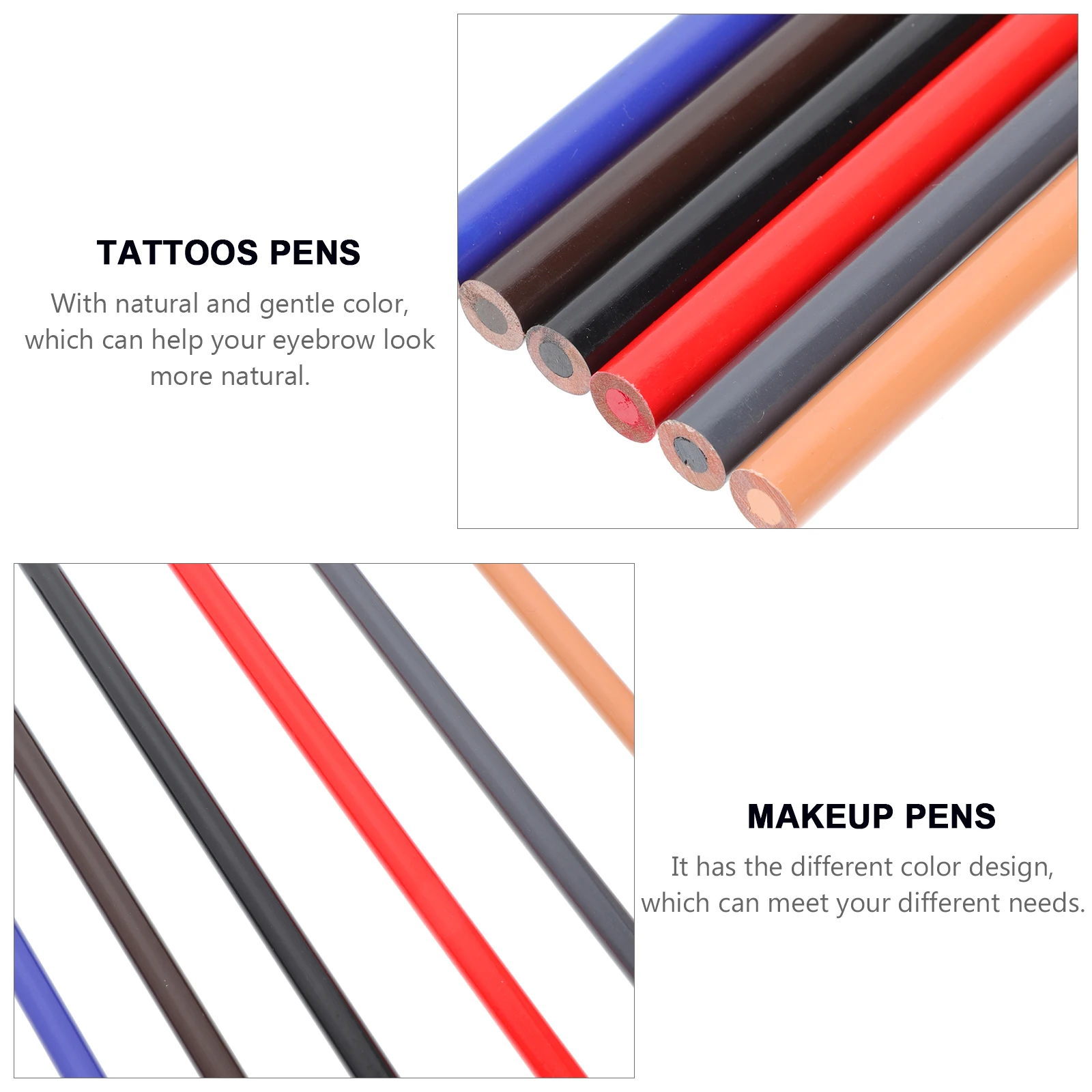 

6pcs Waterproof Eyebrow Pencil Sweat Resistant Semi- Pen Natural Color Easy Salon Supplies For