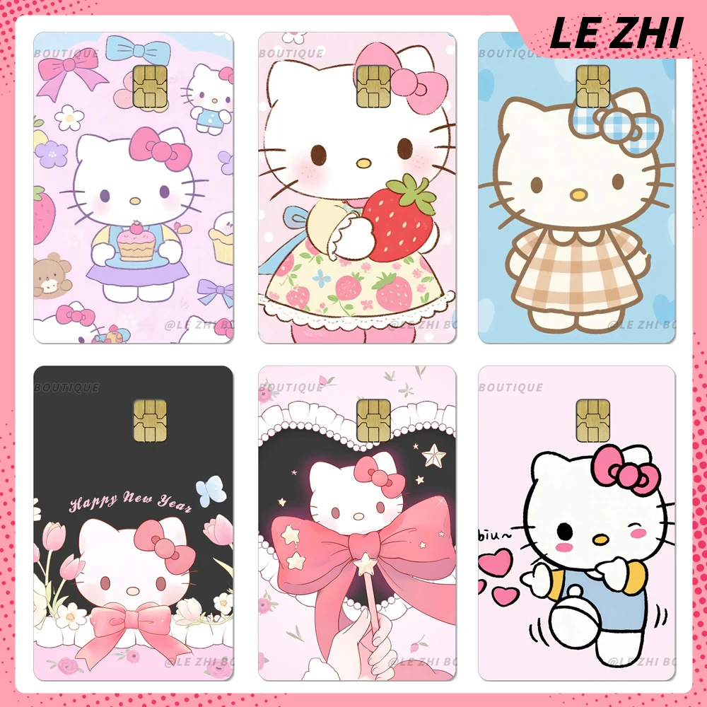 

Sweet Lovely Sanrio Hello Kitty Credit Debit Card Party Sticker Pvc Bank Bus Metro Debit Card Waterproof Protective Film Sticker