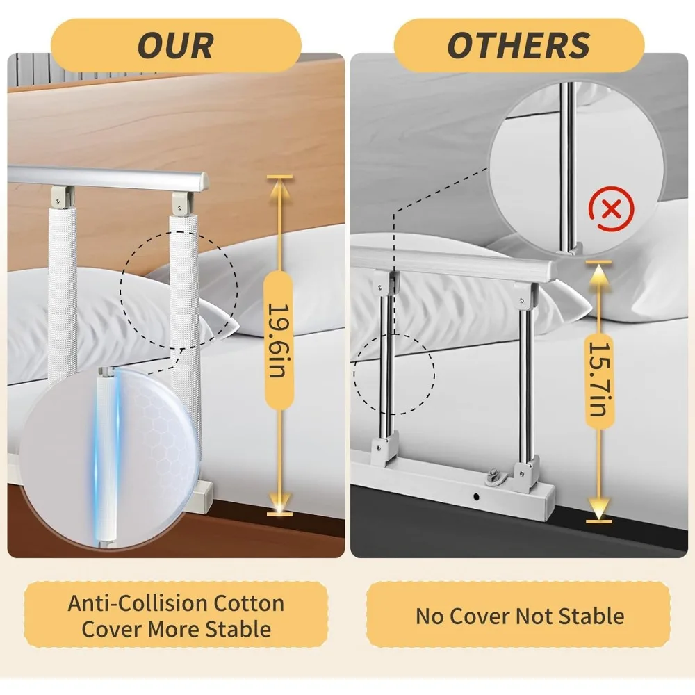 Rail de sécurité de lit pliant pour adultes âgés, poignée d'assistance aux chutes 37x20 pouces avec conception pliable