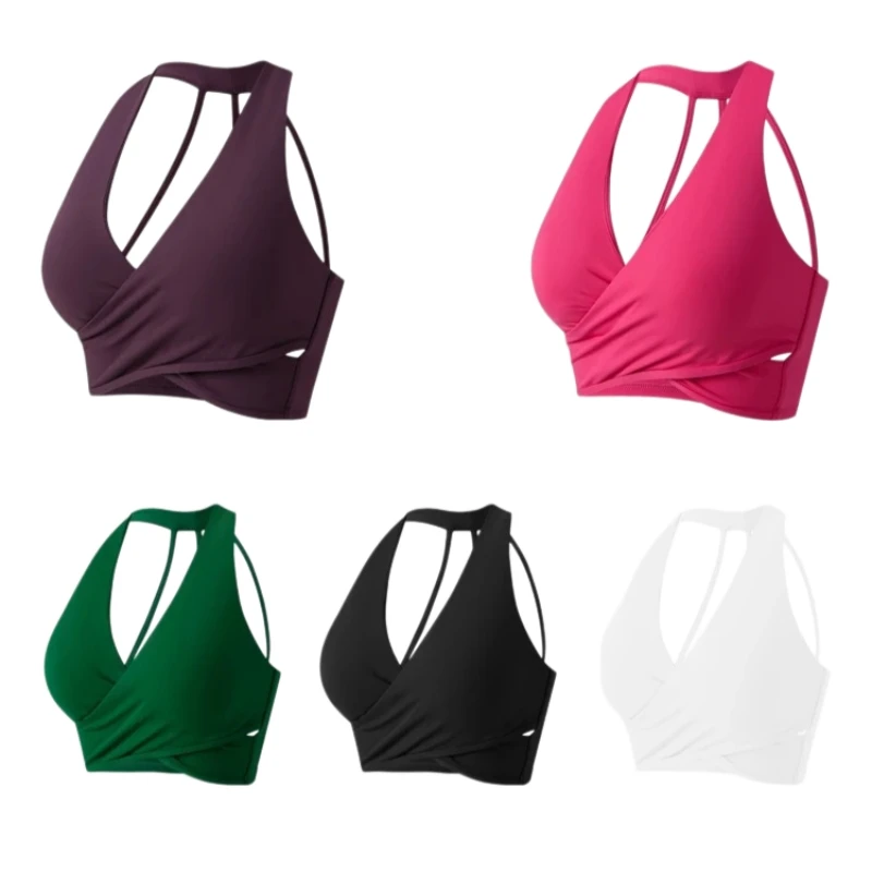 Women's Halter Neck Beauty Back Suspender Sports Bra Women's Shockproof Anti-sagging Push-up Yoga Wear Training Pilates Bra Vest