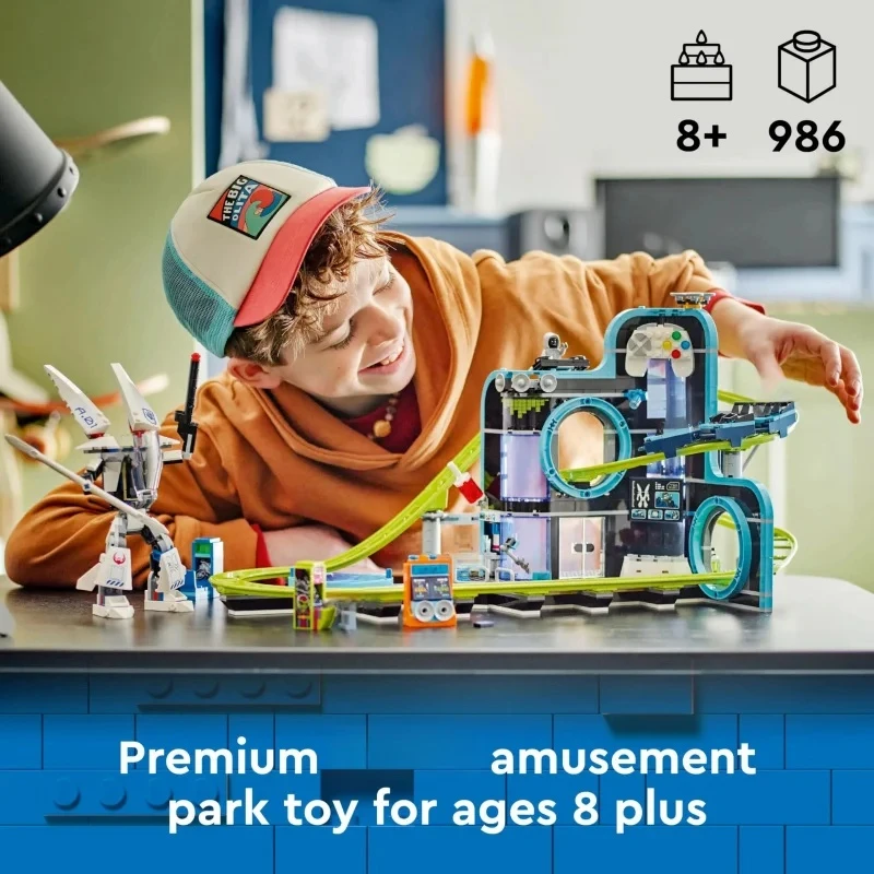 

MOC 986Pcs City Series Robot World Roller Coaster Amusement Park Building Blocks Bricks Toy For Kids Boys Christmas Gift ﻿