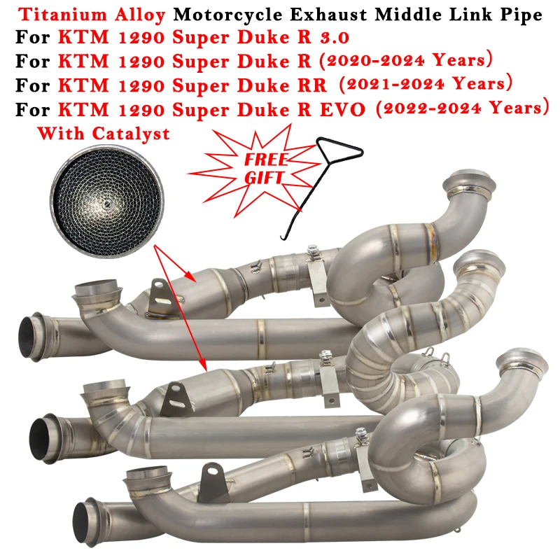 Motorcycle Exhaust Escape Modified Muffler Titanium Alloy Middle Link Pipe For KTM 1290 Super Duke R 3.0 RR EVO 2020 - 2023 2024
