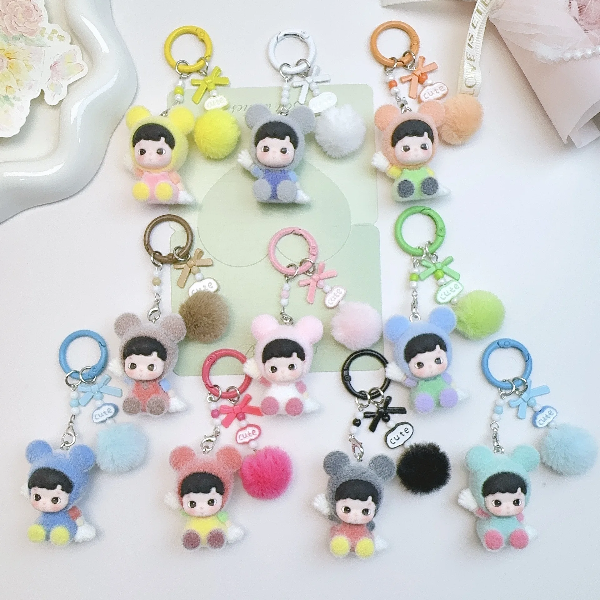 

New model Kawaii Doll Hanging Pendant Backpack Hanging Decor Cartoon Car Keyring Kawaii Phone Charms Cute Graduation Party Gifts