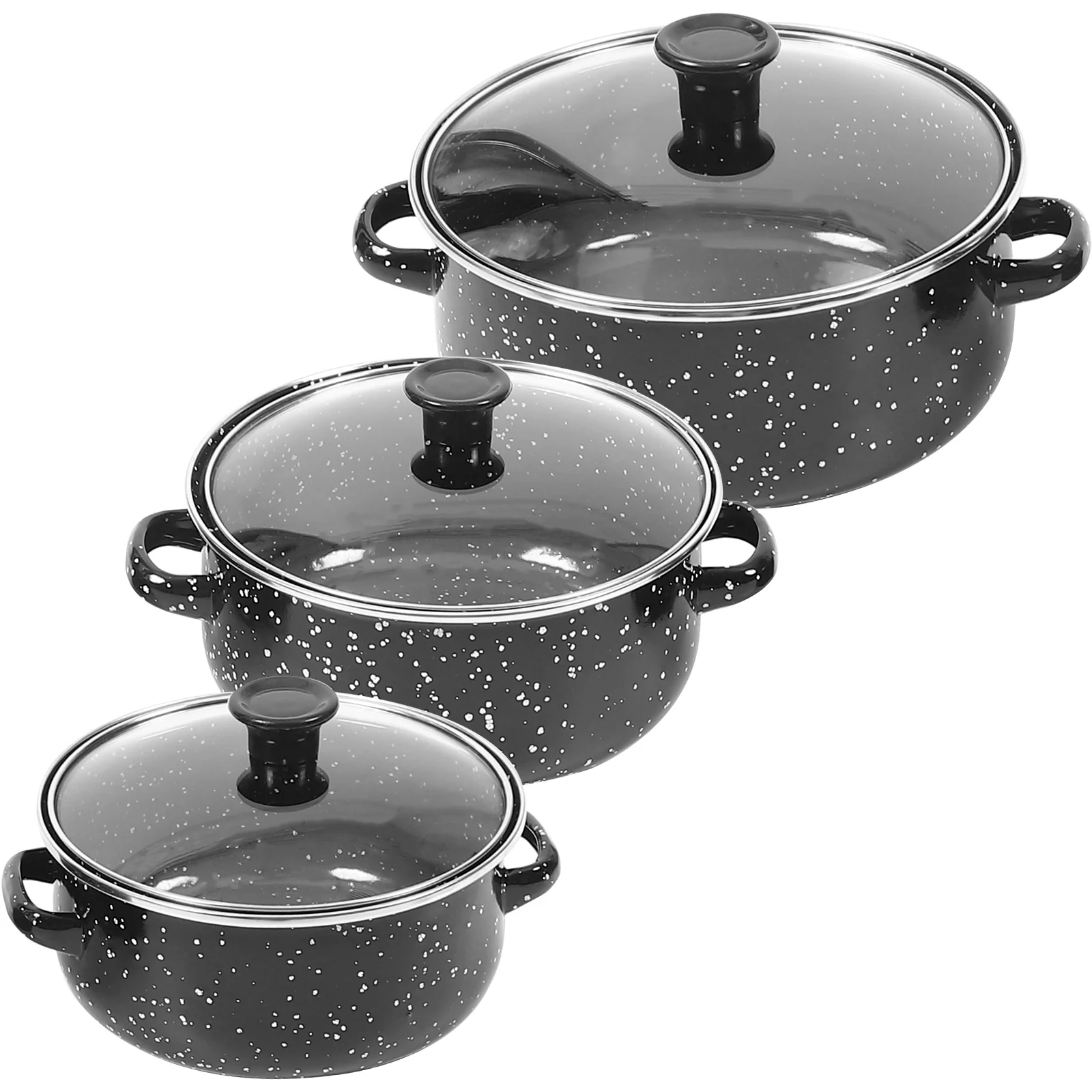 

1set/3pcs Soup Pot Frying Pan Hot Pot Saucepan Stockpot Enamel Cook Stock Pot Instant Noodle Pot With Lid Kitchen Cook Cookware