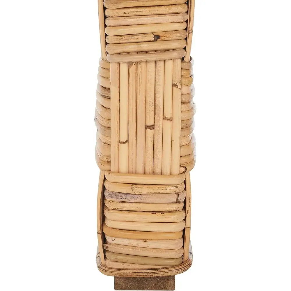 Natural Rattan Coffee Table Woven Crosshatch Design Versatile Living Room Furniture Fully Assembled Home Decor Accent Table