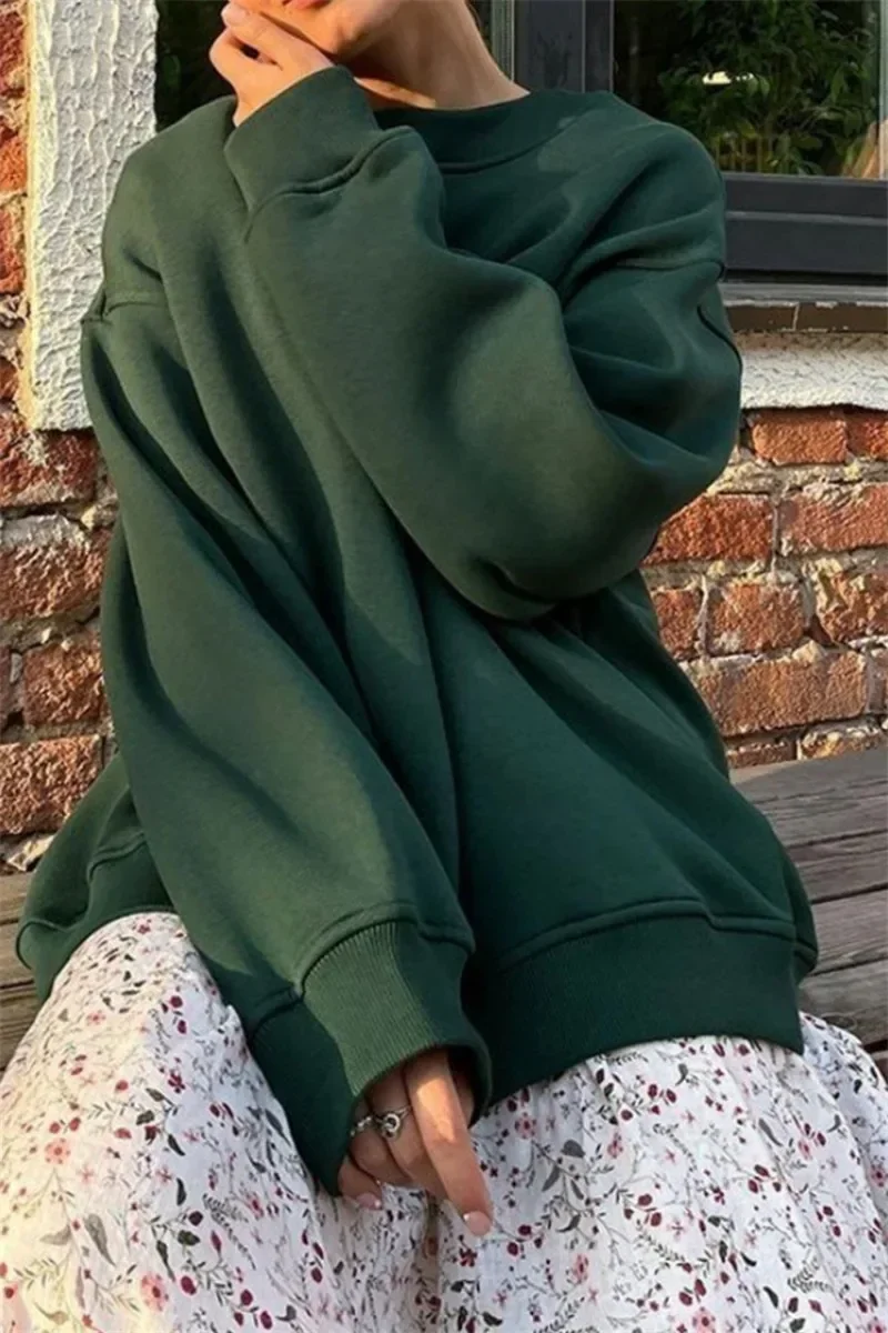 Korean Oversized Hoodies Sweatshirts For Women Autumn Winter Thick Warm Fleece Sweatshirt Girls Streetwear Loose Pullovers Y2k