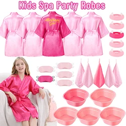 5/8/12Sets Spa Party for Girls Birthday Girl Robes Party Favors Kimono Spa Robe with Eye Mask Basin Hairband Towel Slumber