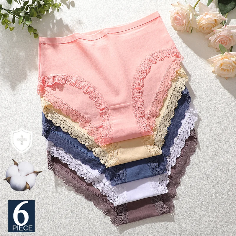 FINETOO 6Pcs frauen Baumwolle Hohe Taille Höschen Unterwäsche Weibliche Große Intime Dessous Briefs Frau Unterhose Pantys Höschen