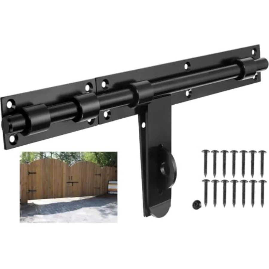 

Slide Bolt Gate Latch, 17in, Thickened for Large Wooden/Metal Gates, Face Mount, Weld/Screws on Gate Left/Right Side, Fence Gat