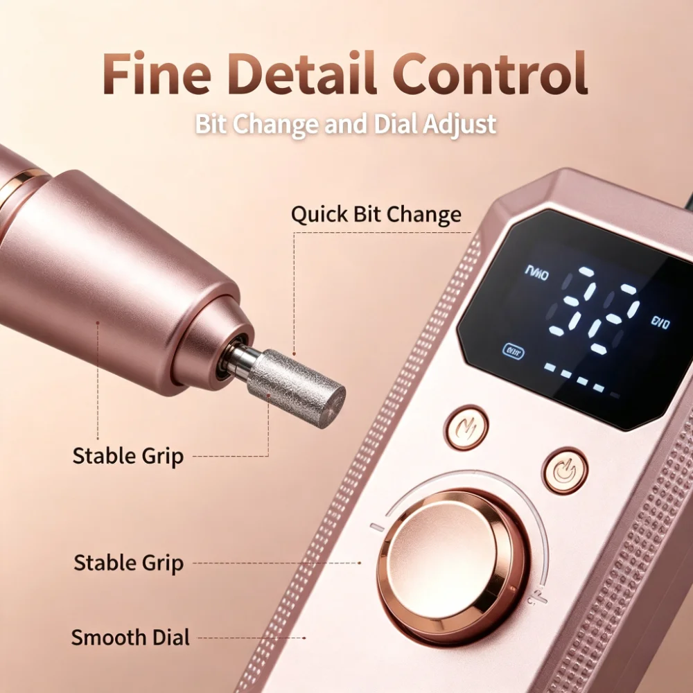 Professional Electric Nail Drill 32 Speed Reversible Rotation Digital Display Manicure Pedicure File Grinder Polisher MachineKit