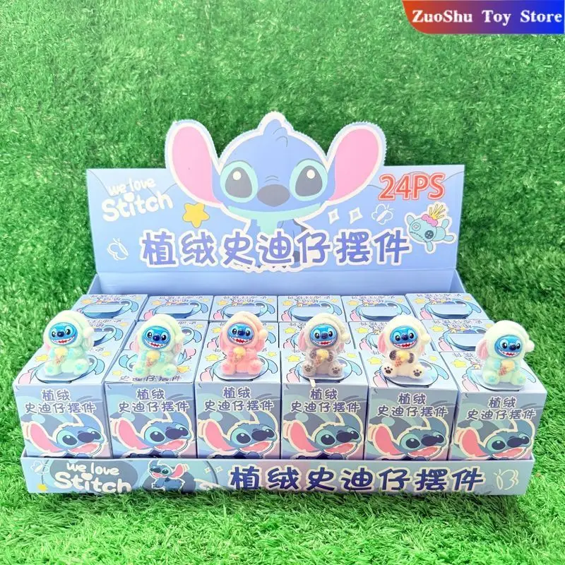 

24pcs Anime Disney Stitch Peripherals Blind Box Even Needs To Eat A Bite Of Doll Accessories Decor Flocking Doll Surprise Gift