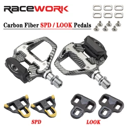 RACEWORK ultra light carbon fiber textured Racing bicycle pedal is suitable for SPD/Keo self-locking professional Bicycle pedal