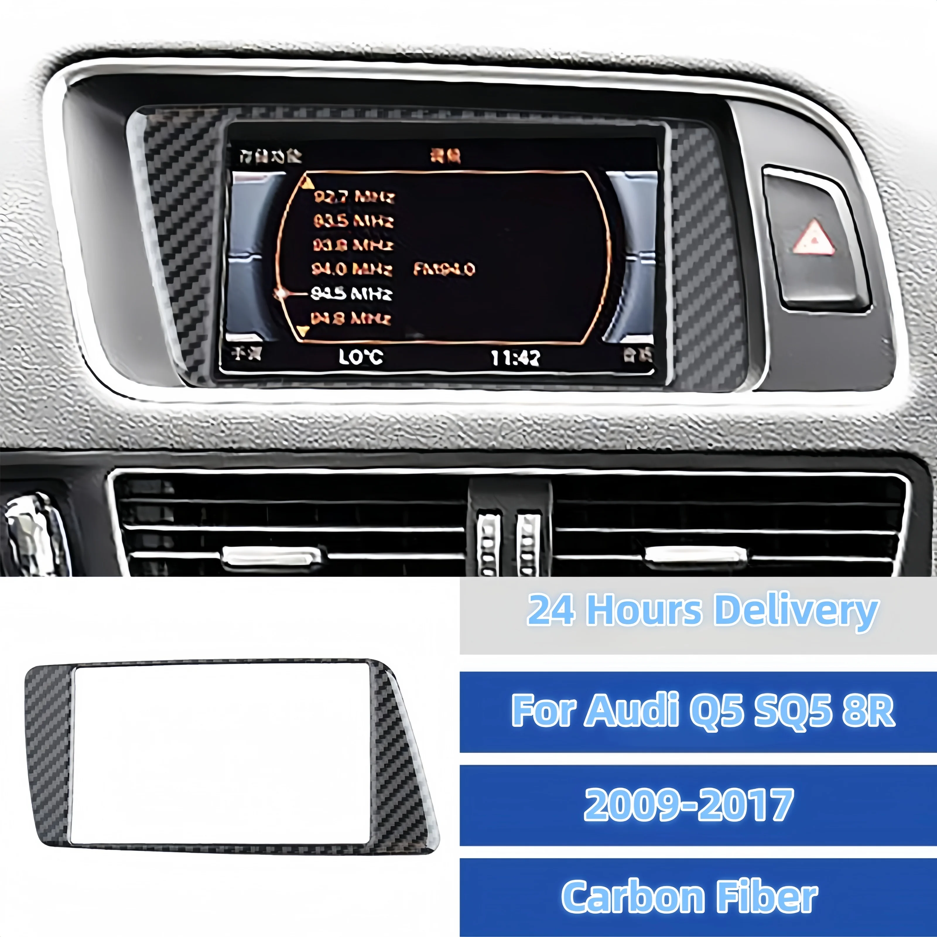 For Audi Q5 SQ5 8R 2009-2017 Central Control Navigation Frame Panel Cover Trim Sticker Carbon Fiber Interior Auto Assesories