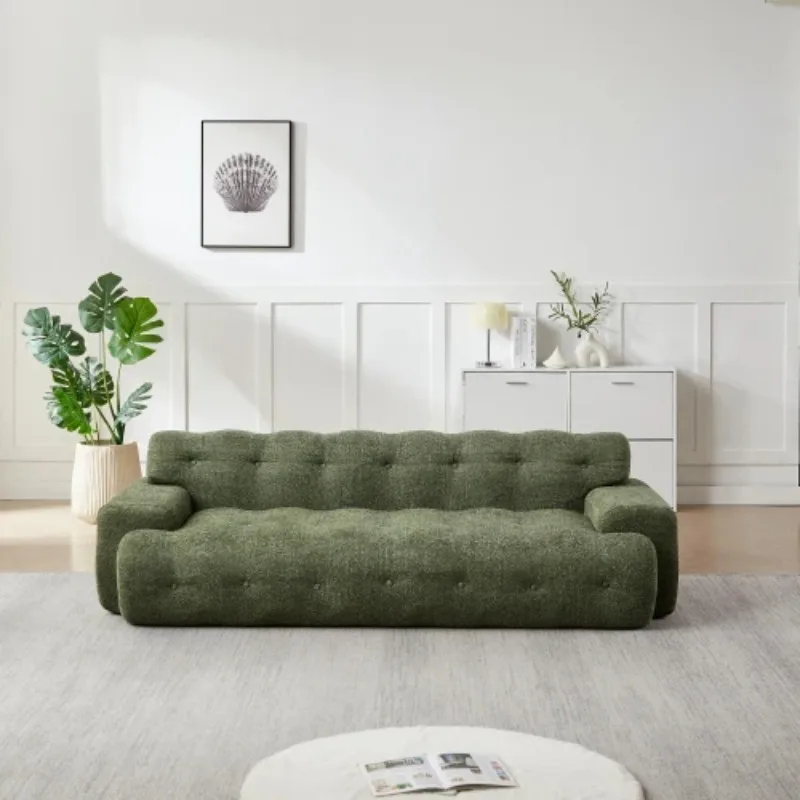#   Cloud-Serie Modernes Minimalistisches Knopfgeheftetes Dreisitzer-Chenille-Sofa-Set mit Eckige Armlehnen