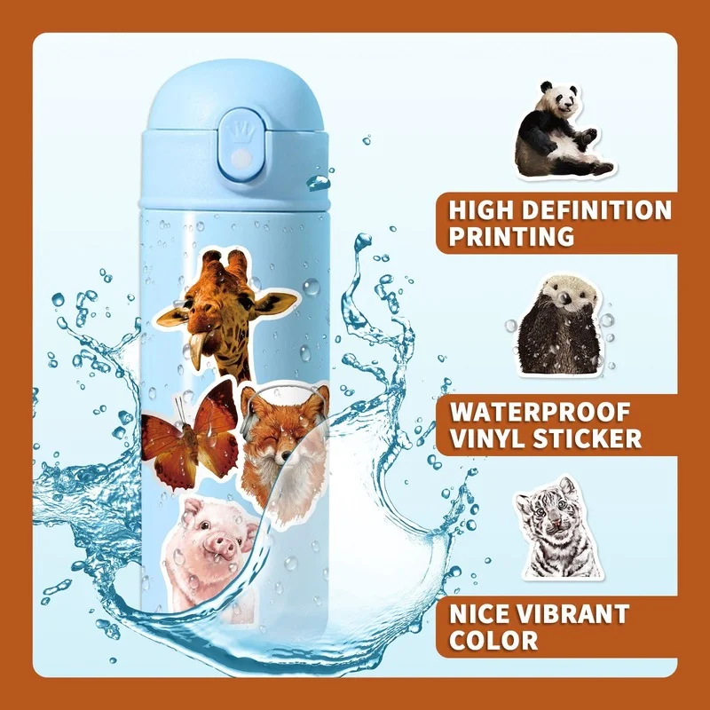 10/25/50pcs Jungle Zoo Wild Animal Stickers cartoon for Shower Wall Decal Notebook Water Bottle Luggage Laptop Phone laptop