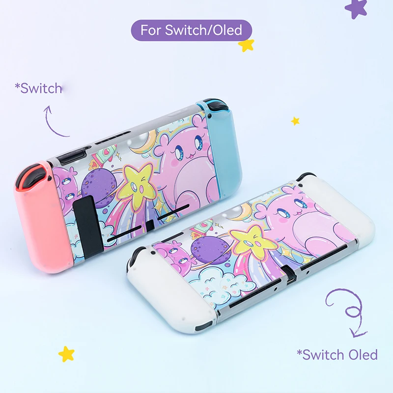 Pink Protective Shell For Nintendo Switch Oled Cute Cartoon Soft TPU Cover for Nintendo Switch Game Accessories Dockable Case