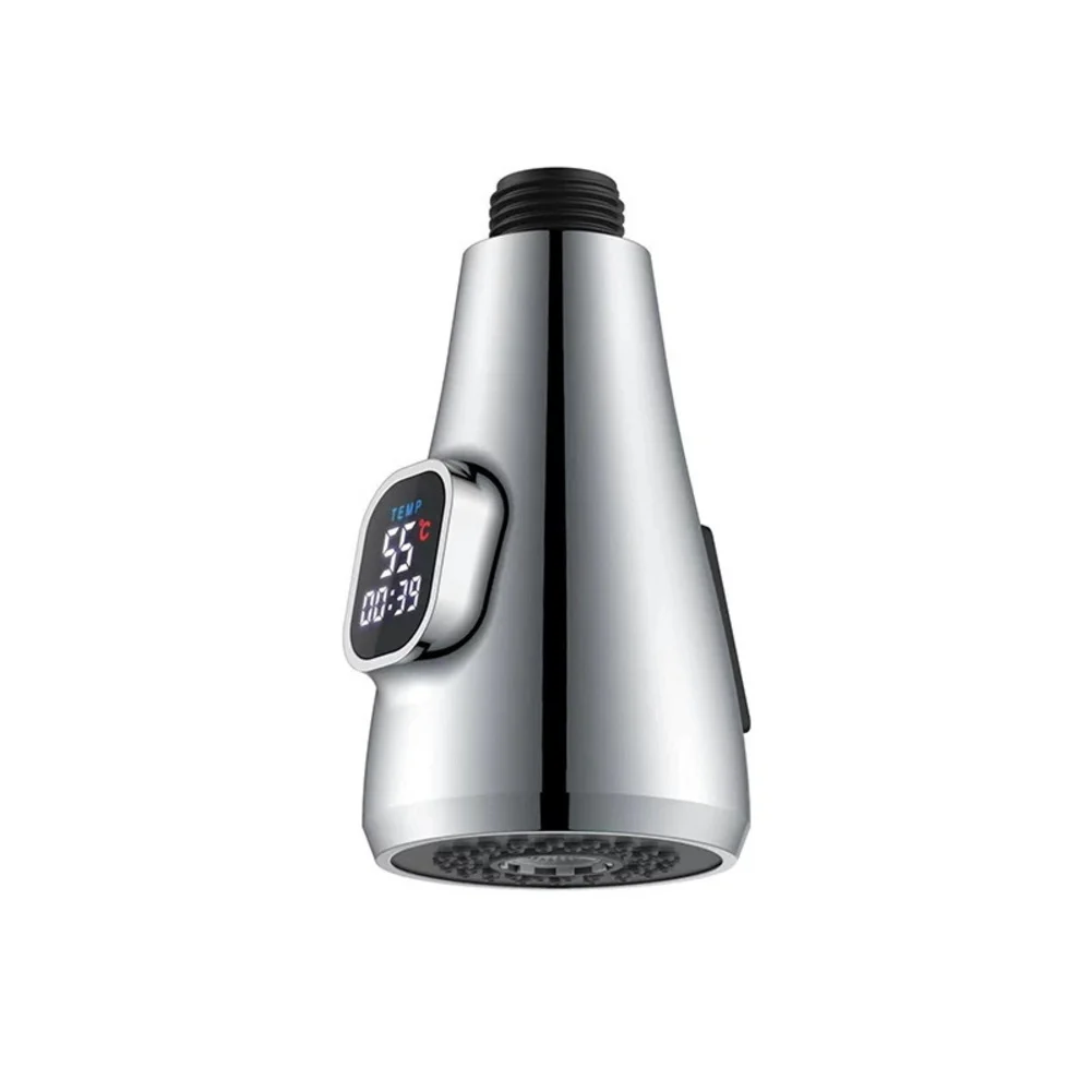 Kitchen Faucet Spray Head with Digital Display Shows Water Temperature in Real Time Using Blue Green Red LED Indicators