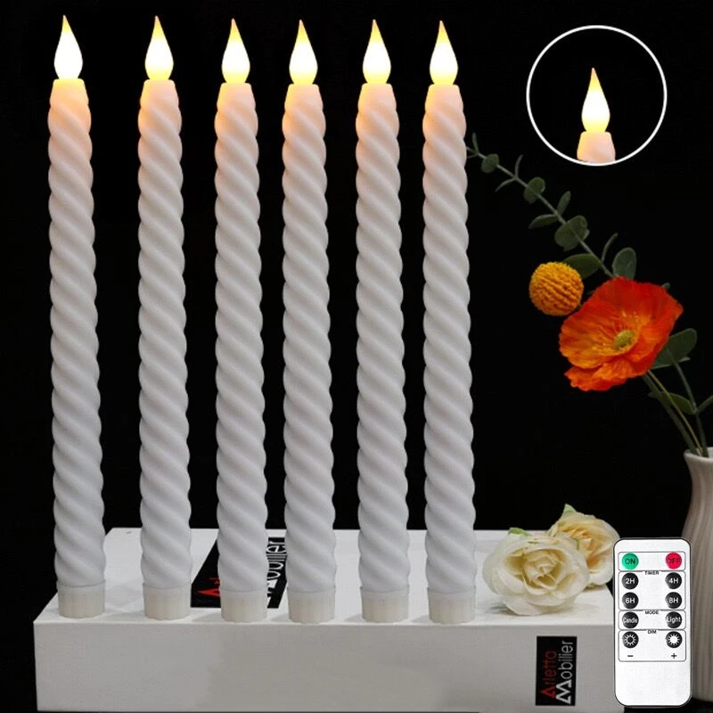 Spiral Flameless Led Taper Candle Remote control w/Timer Church CandleSticks Twisted Home Xmas Battery Operated Candles H25.5cm