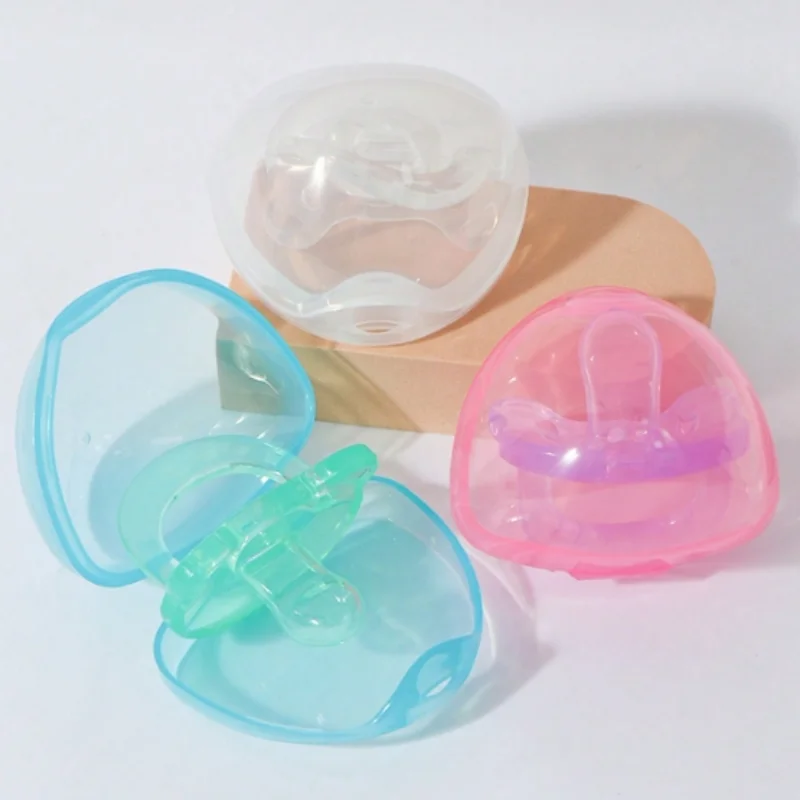 3pcs baby silicone pacifier with storage box flat head liquid silicone teether anti-flatulence