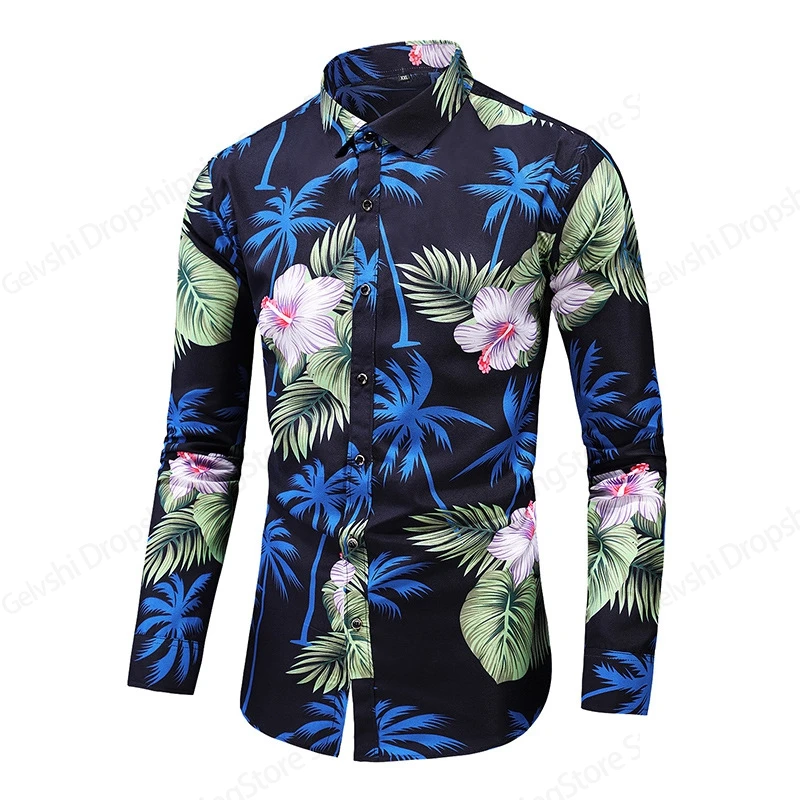 Leaf Office Business Shirt Long Sleeve 3d Tropic Plant Flower Print Hawaiian Shirt Men Women Fashion Plus Size Blouse Breathable