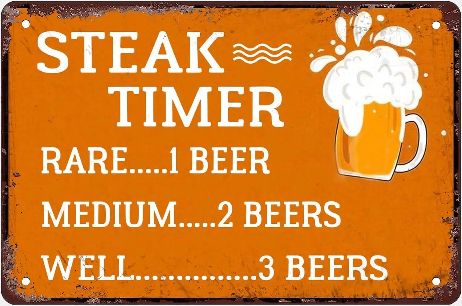 Steak Timer Plaque Tin Sign Retro Funny Beer Signs Man Cave Bar Bbq Garage Cafe Restaurant Wall Art Decor Home Decor Art Metal T