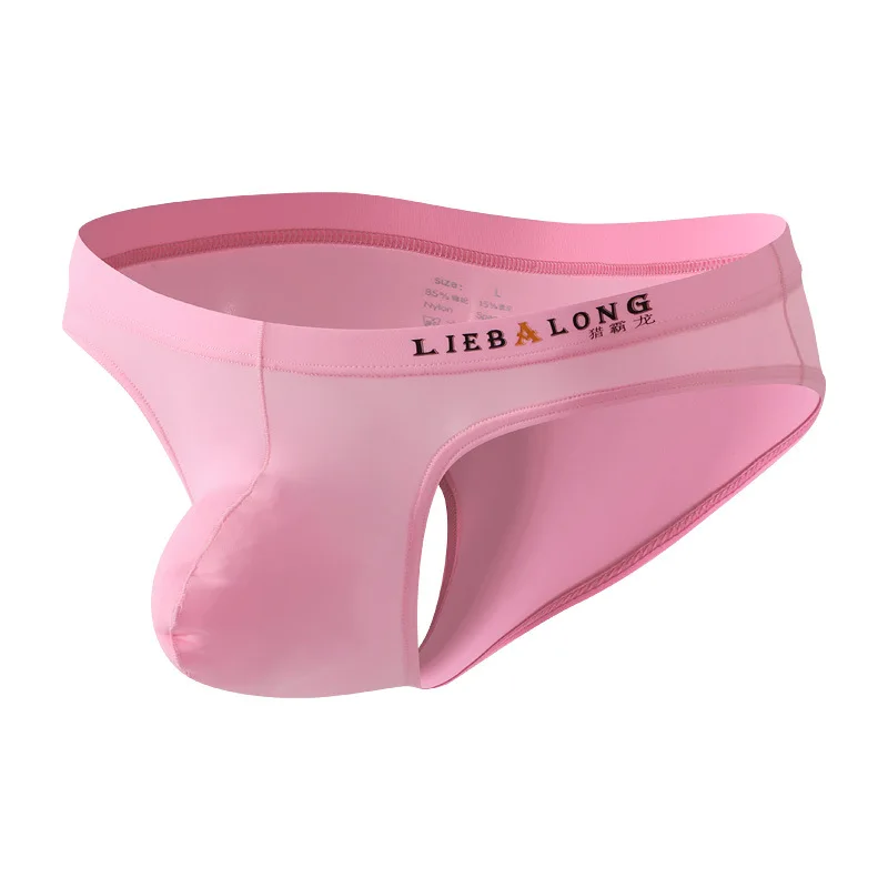 Men's underwear triangle pants ice silk low waist bikini sexy and comfortable Suitable for high elasticity 3pcs