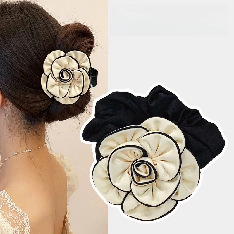 

Autumn Camellia Handmade Flowers Hair Ties French Vintage Headband for Women Stylish and Chic Headrope Elegant Hair Scrunchies