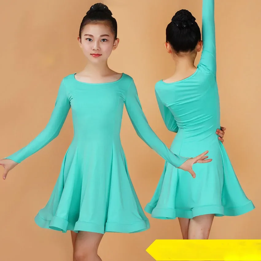 Vestido dança latina para menina, dança de salão, traje de dança infantil, carnaval moderno, dancewear jazz, gola nova, 2022