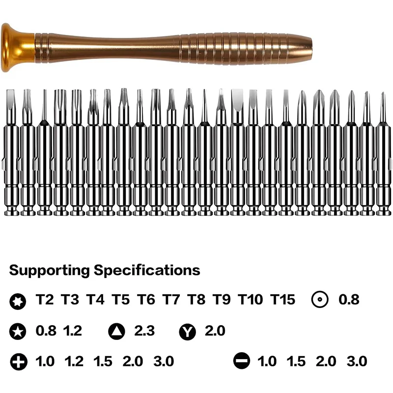 Mini Screwdriver Bit 25-piece Repair Set Suitable for Disassembling Mobile Phones, Glasses, Watches, PC MacBook DIY Tools