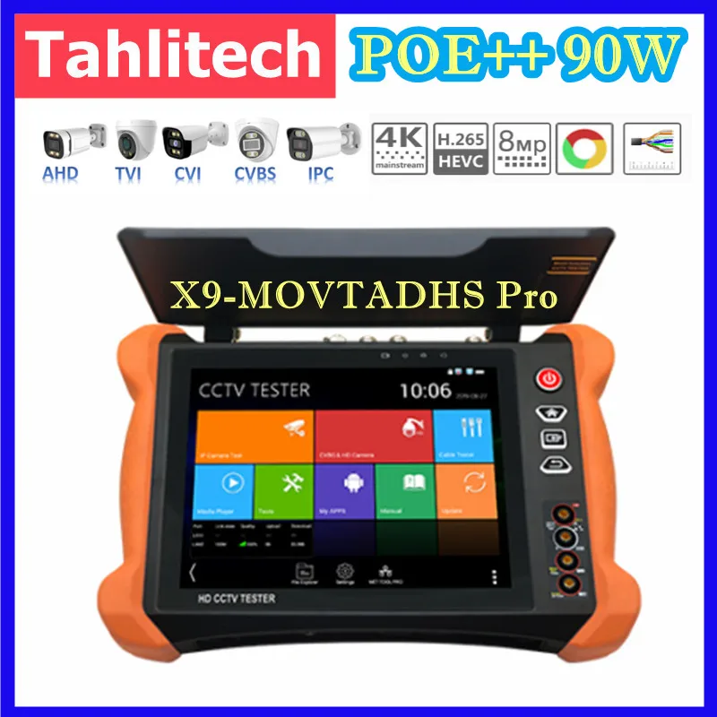 X9 Pro 8inch touch HD 1080P IP Camera Wifi Tester POE UTP 8MP AHD 8MP CVI 8MP TVI camera tester CCTV Tester Monitor CCTV