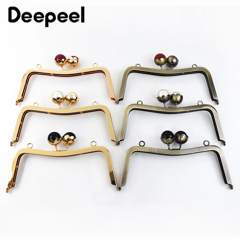 

1/2Pcs Deepeel 20cm Metal Handle for Bags Pearl Head Kiss Lock Clasp Purse Brackets HandBags Handles Replacement Accessories