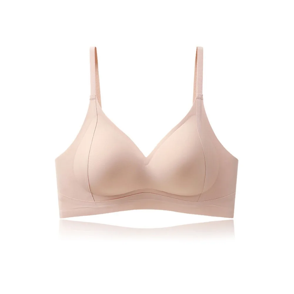 

Simple Sweet Wireless Push Up Bra Deep V Shockproof Underwear for Women Anti-sagging Thin Seamless Bra Girls