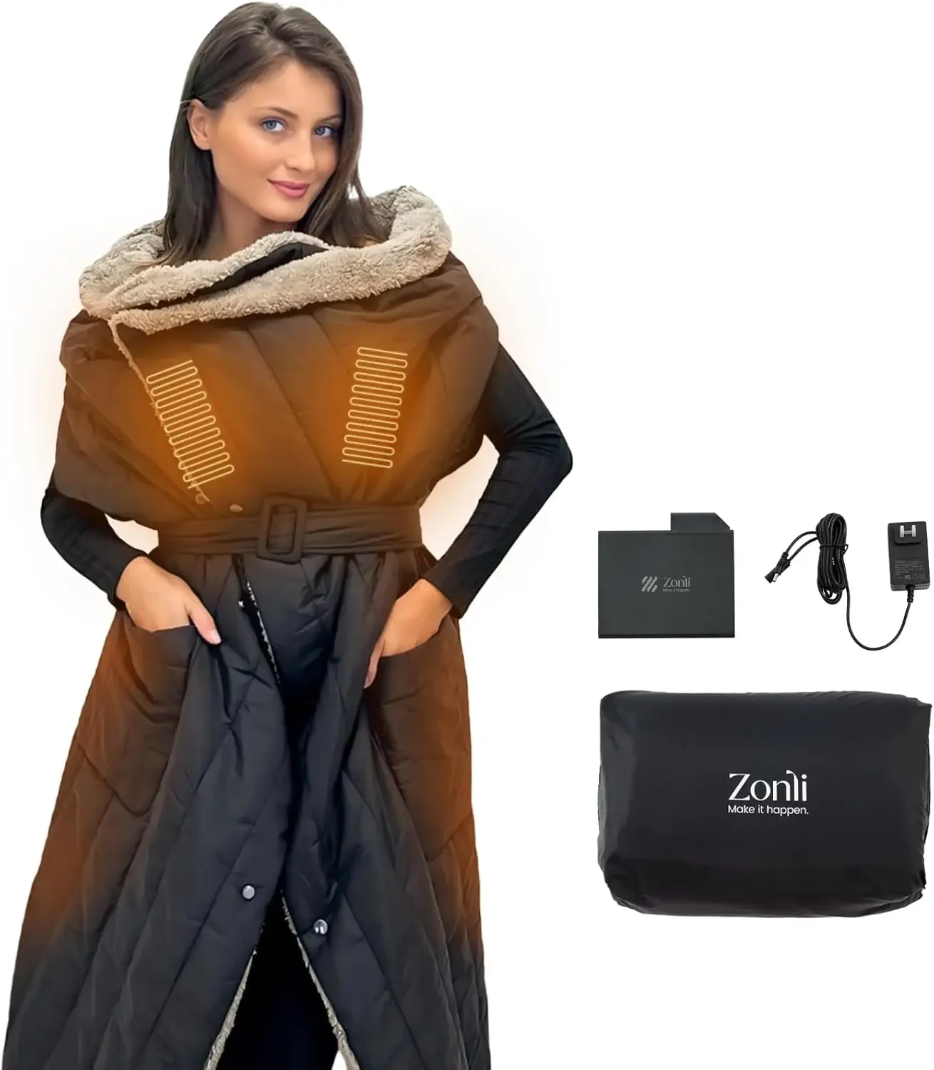 Z-Style Heated Blanket Battery Operated, Wearable Cordless Heated Blanket with 10000mAH Battery, Portable Rechargeable Heated Ja