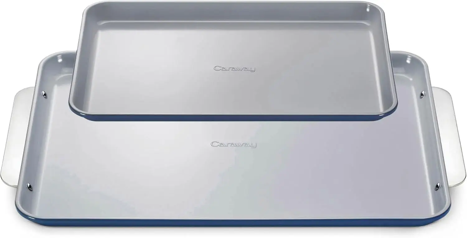

Ceramic Baking Sheet Duo - Naturally Slick Ceramic Coating - Non-Toxic, PTFE & PFOA Free - 18 x 13" Large & 15 x 10" Medium