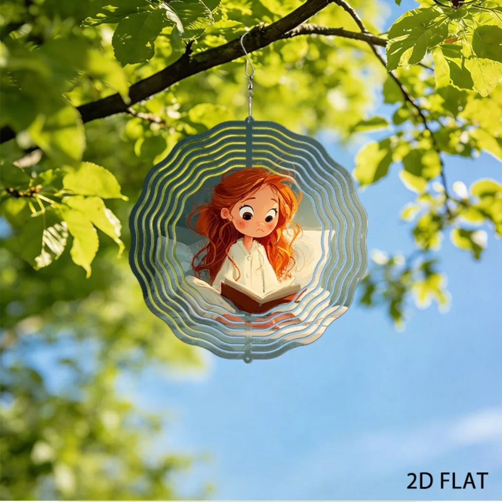 

Retro Wrought Iron Wind Chimes, Reading Girl Design, 9.84 Inch, Outdoor Metal Decor for Garden Patio, Rustproof