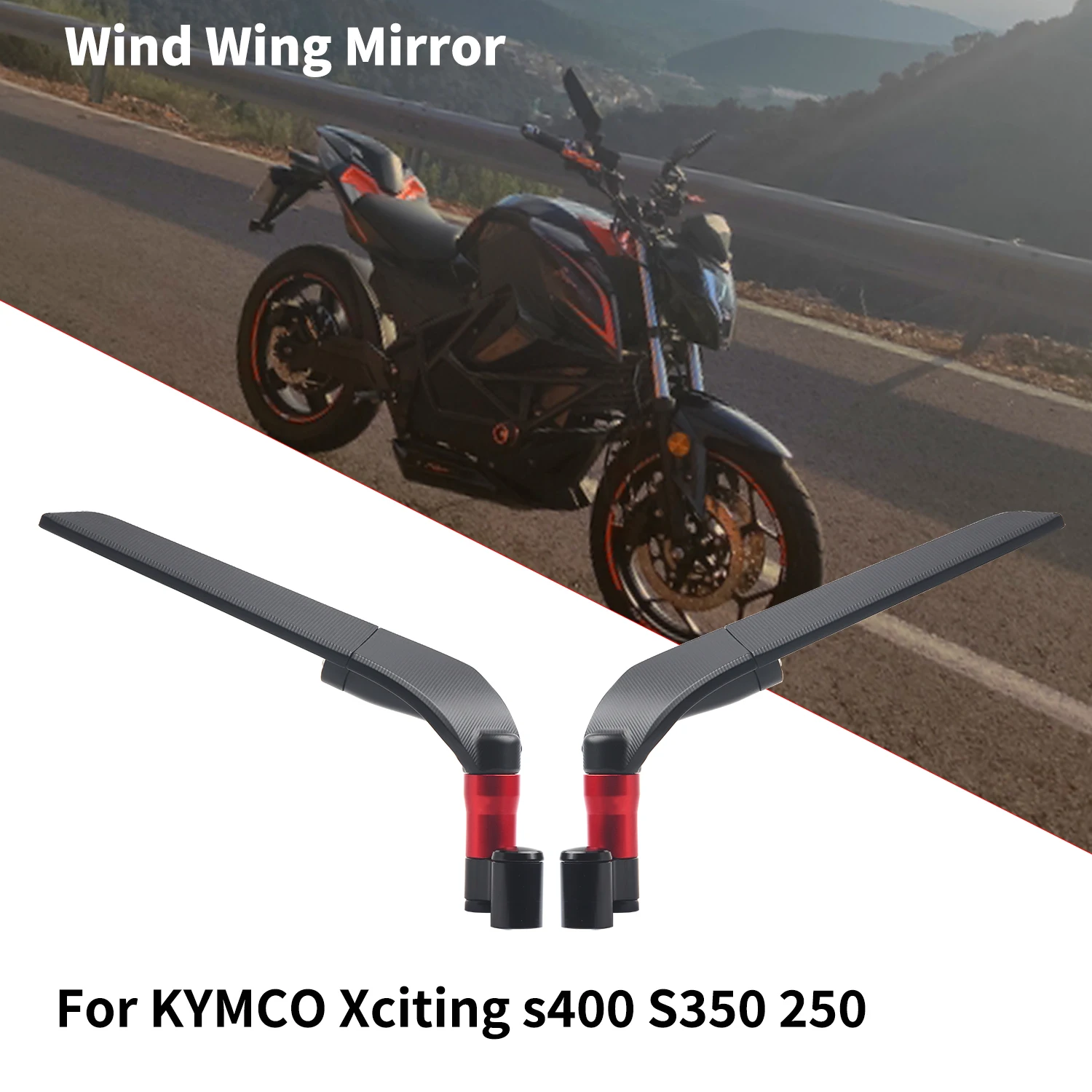 For  KYMCO Xciting s400 S350 250 RKS150 CT250 Universal Motorcycle Mirror Wind Wing side Rearview Reversing mirror