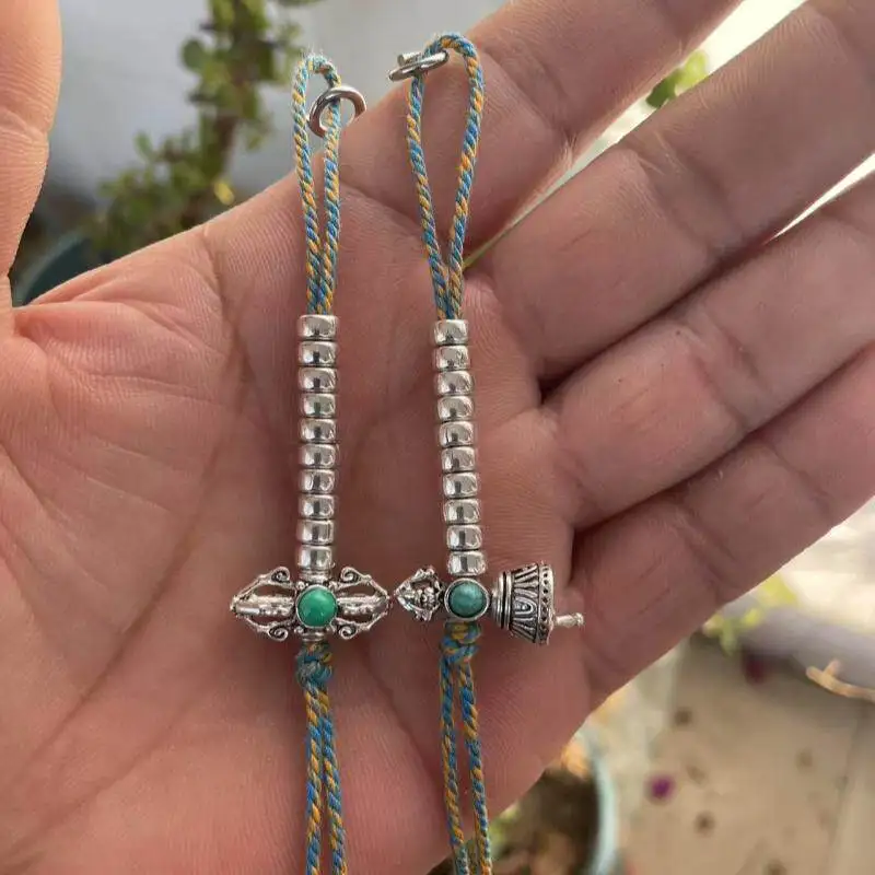 Tibetan Silver Alloy Bell Vajra Counter 108 Star Moon Bodhi Bead Side Hanging Pendant Decoration Handmade Unisex Top Great Gift view 2