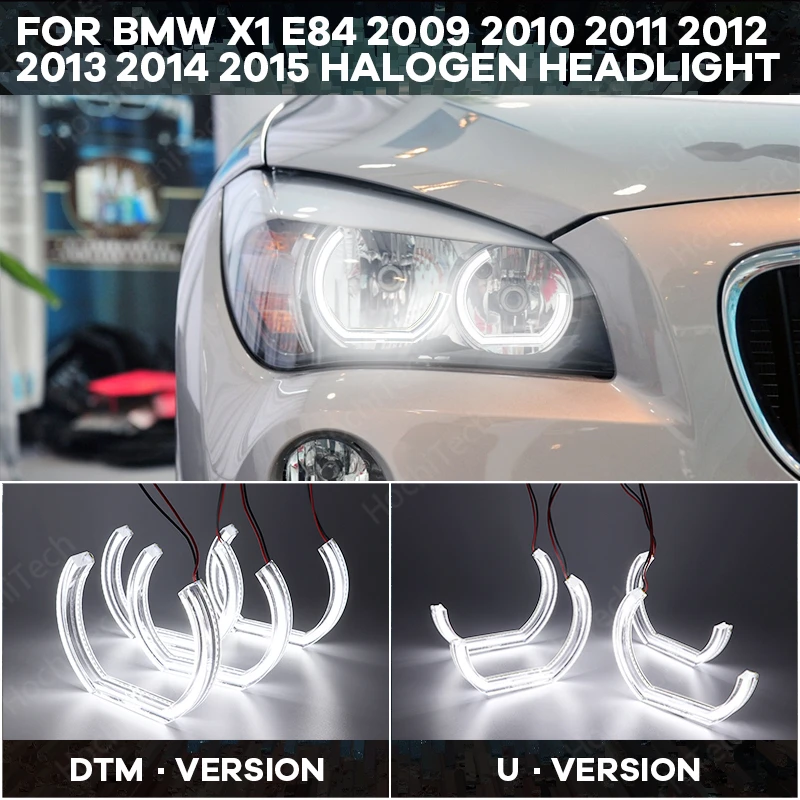 

For BMW X1 E84 2009 2010 2011 2012 2013 2014 15 Halogen headlight Halo ring DRLDTM U Shape Light White Crystal Angel eyes Style