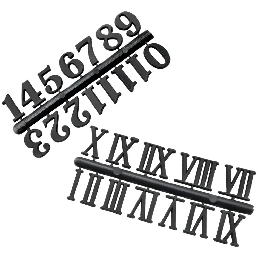 2 Sets Clock Number Kit Black Digital Clocks Kits Roman Numerals Numbers for Handmade