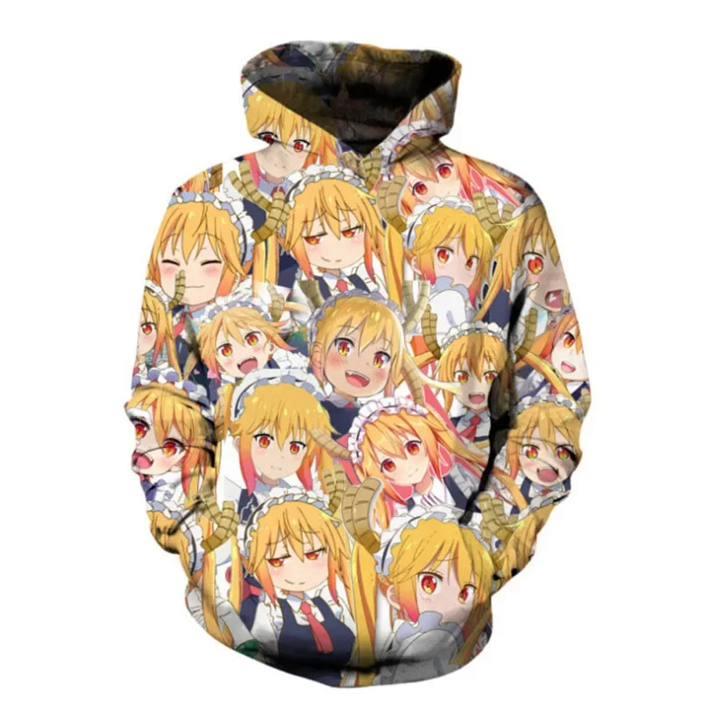 Miss Kobayashi's Dragon Maid 3D Hoodie Cosplay Kanna Kamui Tohru Kobayashi san Chi no Maid Dragon Thin Hoodies Sweatshirt Tops S