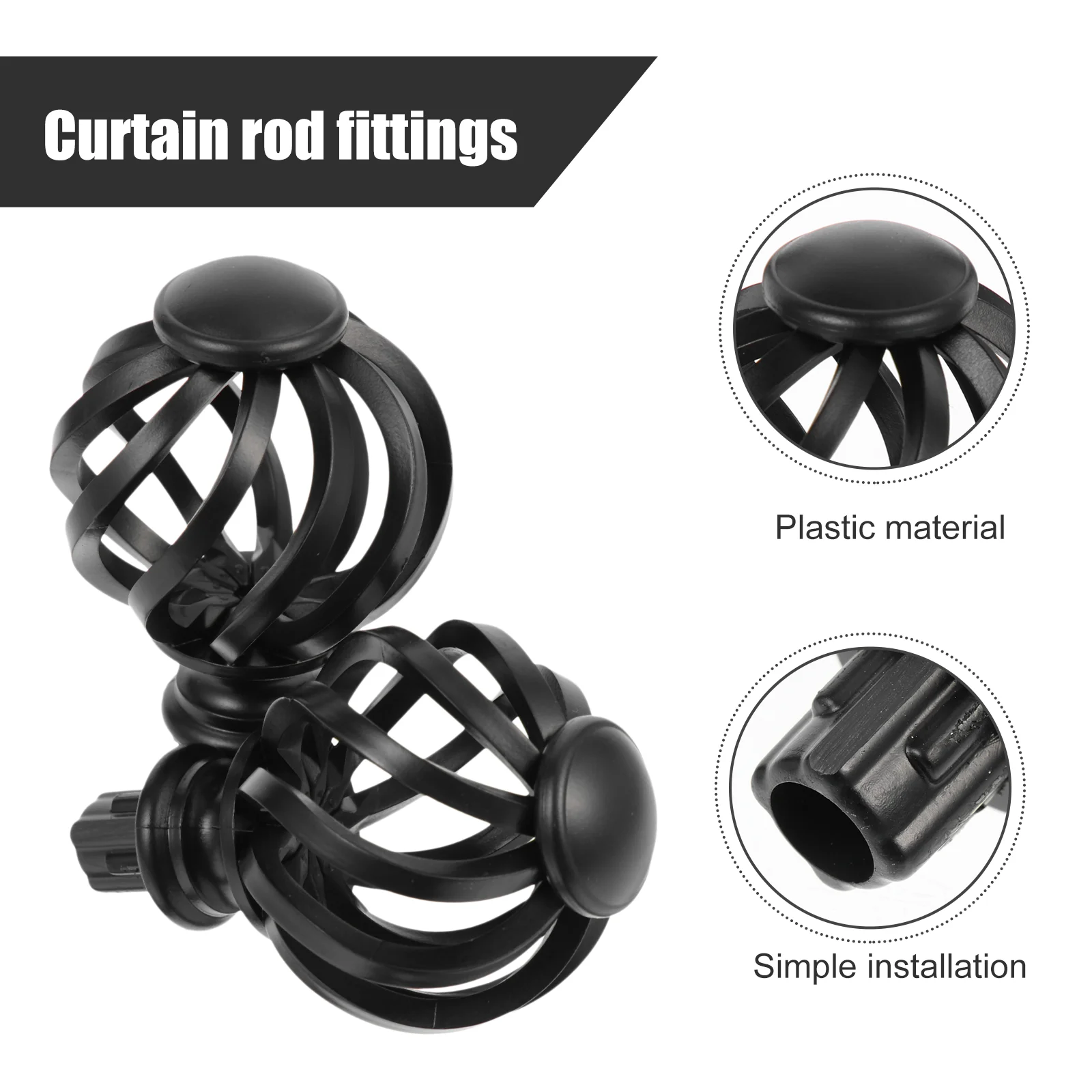 2 Pcs Bird Cage Curtain Rod Drape Finals End Caps Rail Finials Head Drapes Window Rods Drapery Round