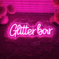 Glitter Bar Neon Led Sign Nightclub Bar Party Room Decor LED Neon Lights Birthday Bedroom Bar Club Salon Decoration Neon Signs