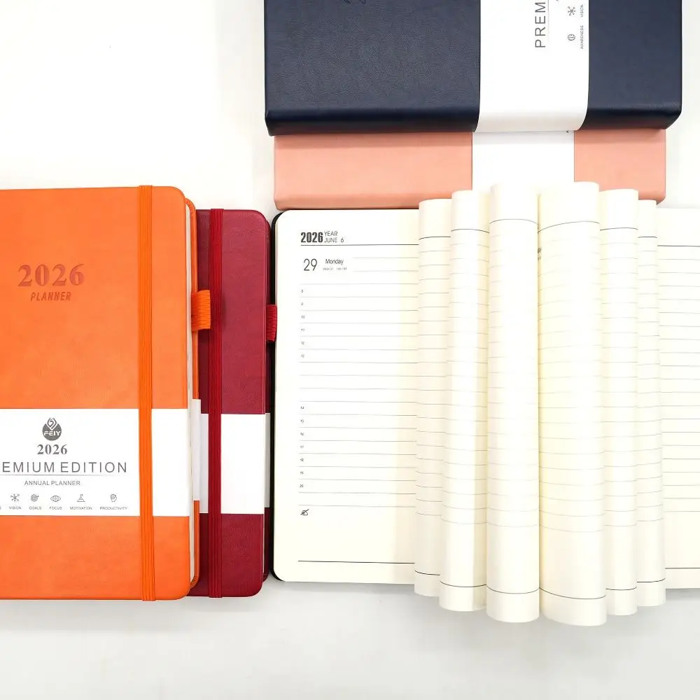 

English 2026 Schedule Planner Notepad Wear-resistant 12 Months 365 Days Efficiency Notebook Thick Paper Portable