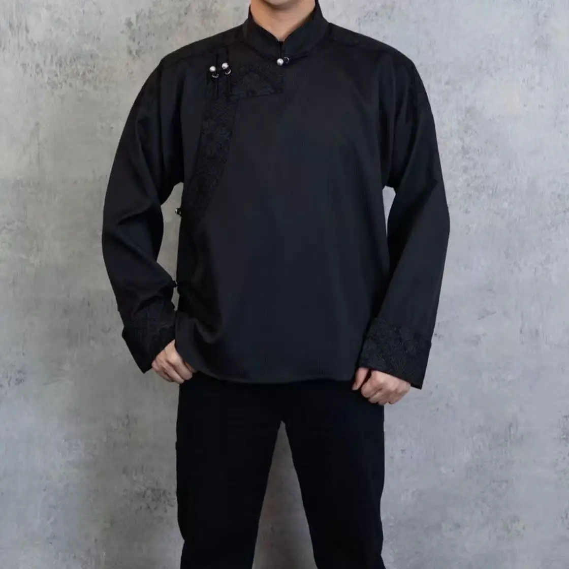 Tibetan Style Coat Men Women Traditional Standing Collar Slanted Button Tops Vintage Fashion Blouse National Overcoat Male